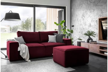 Kamli Sovesofa 3-seters med Oppbevaring - Vinrød - Møbler - Sofaer - Sovesofaer - 3 seters sovesofa