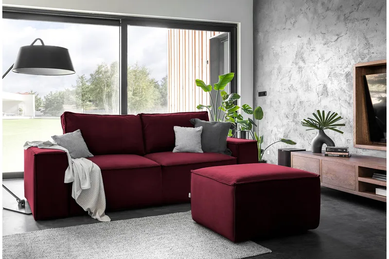 Kamli Sovesofa 3-seters med Oppbevaring - Vinrød - Møbler - Sofaer - Sovesofaer - 3 seters sovesofa