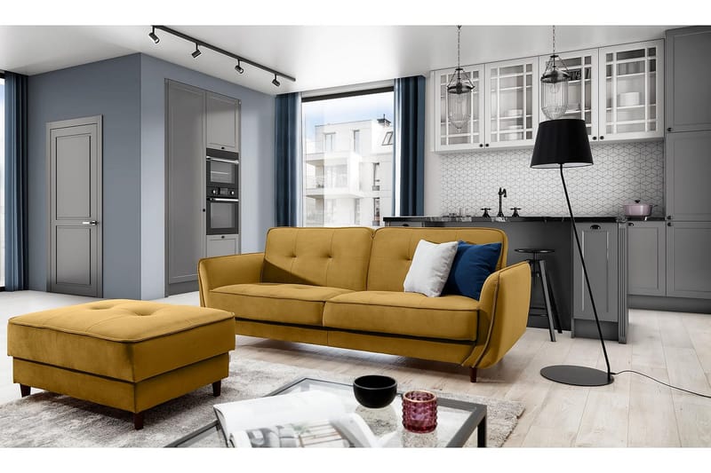 Katsuya Sovesofa 3-seters - Gul - Møbler - Sofaer - Sovesofaer - 3 seters sovesofa