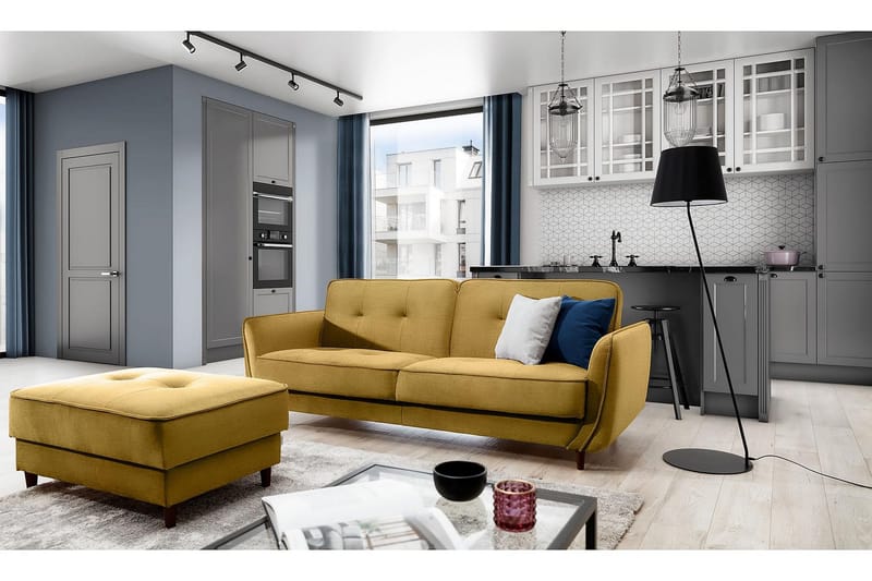 Katsuya Sovesofa 3-seters - Gul - Møbler - Sofaer - Sovesofaer - 3 seters sovesofa