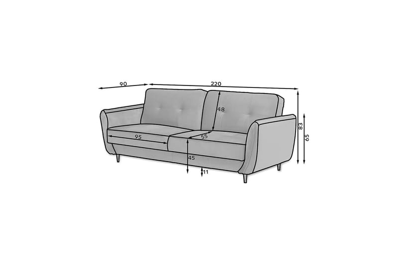 Katsuya Sovesofa 3-seters - Gul - Møbler - Sofaer - Sovesofaer - 3 seters sovesofa