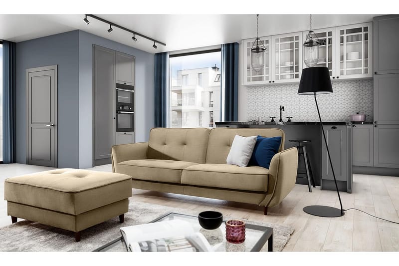 Katsuya Sovesofa 3-seters - Gul - Møbler - Sofaer - Sovesofaer - 3 seters sovesofa