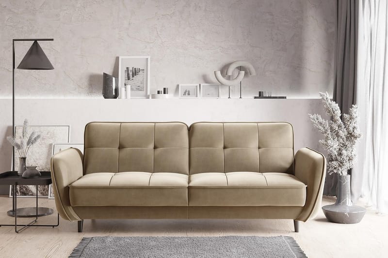 Katsuya Sovesofa 3-seters - Gul/Beige - Møbler - Sofaer - Sovesofaer - 3 seters sovesofa