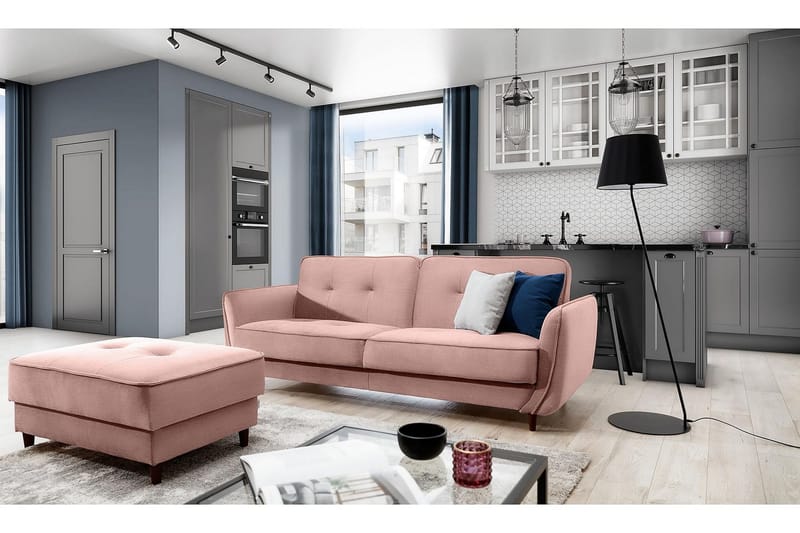 Katsuya Sovesofa 3-seters - Lyserosa - Møbler - Sofaer - Sovesofaer - 3 seters sovesofa