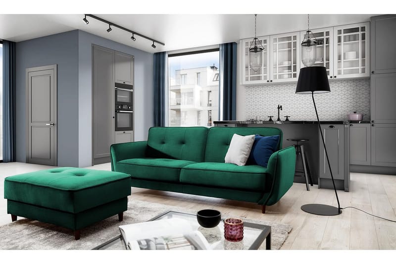 Katsuya Sovesofa 3-seters, Mørkegrønn