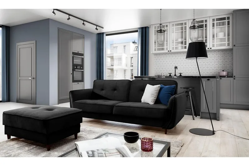 Katsuya Sovesofa 3-seters, Svart