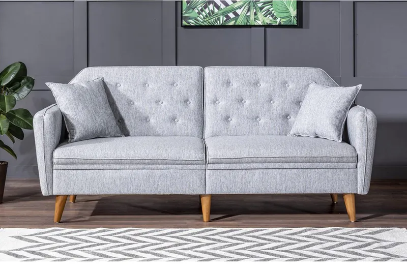 Keena Rektangulær Sovesofa 82x202 cm i Stoff - Grå - Møbler - Sofaer - Sovesofaer - 3 seters sovesofa