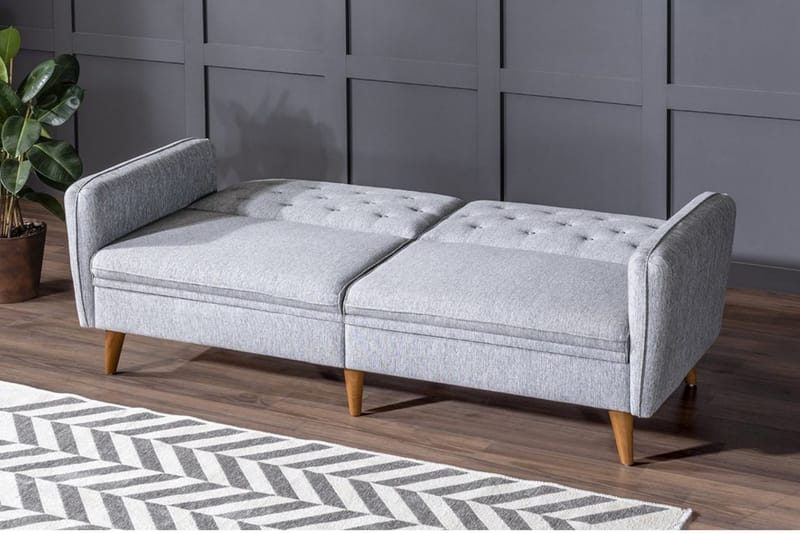 Keena Rektangulær Sovesofa 82x202 cm i Stoff - Grå - Møbler - Sofaer - Sovesofaer - 3 seters sovesofa