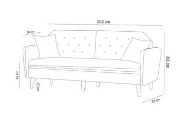 Keena Rektangulær Sovesofa 82x202 cm i Stoff - Grå - Møbler - Sofaer - Sovesofaer - 3 seters sovesofa