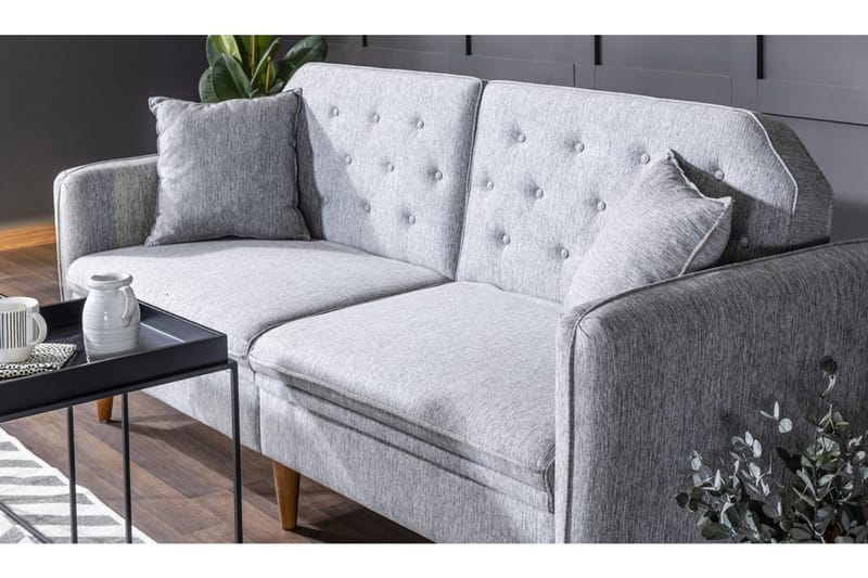 Keena Rektangulær Sovesofa 82x202 cm i Stoff - Grå - Møbler - Sofaer - Sovesofaer - 3 seters sovesofa