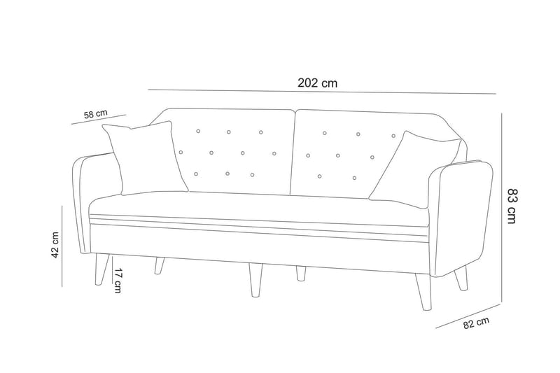 Keena Sovesofa 3-seter - Beige - Møbler - Sofaer - Sovesofaer - 3 seters sovesofa