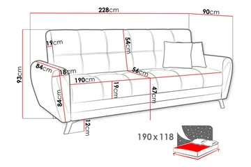 Laterse 3-seters Sofa - Grå - Møbler - Sofaer - Sovesofaer - 3 seters sovesofa
