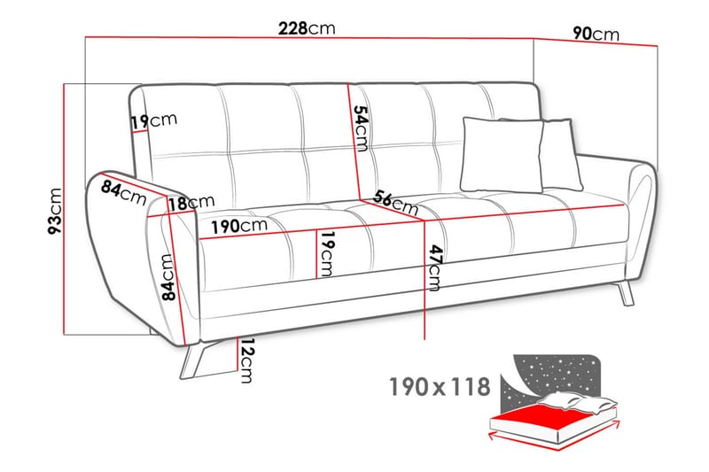 Laterse 3-seters Sofa - Grønn - Møbler - Sofaer - Sovesofaer - 3 seters sovesofa