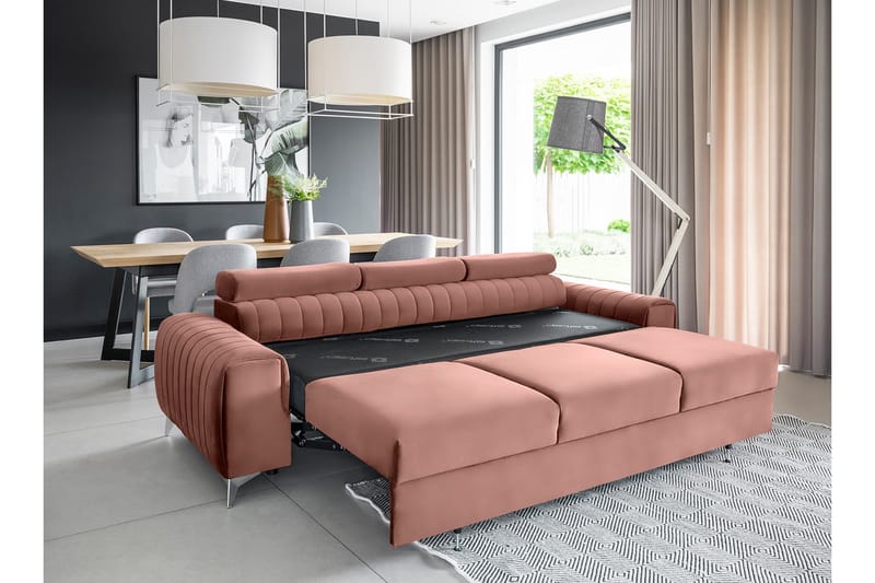 Laurece Sovesofa 3-seter - Rosa - Møbler - Sofaer - Sovesofaer - 3 seters sovesofa