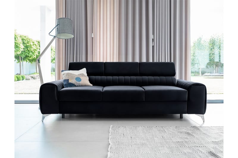 Laurece Sovesofa 3-seter - Svart - Møbler - Sofaer - Sovesofaer - 3 seters sovesofa