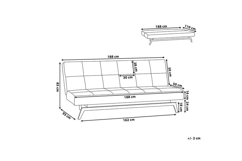 Leeds Sovesofa 188 cm - Flerfarget - Møbler - Sofaer - Sovesofaer - 3 seters sovesofa