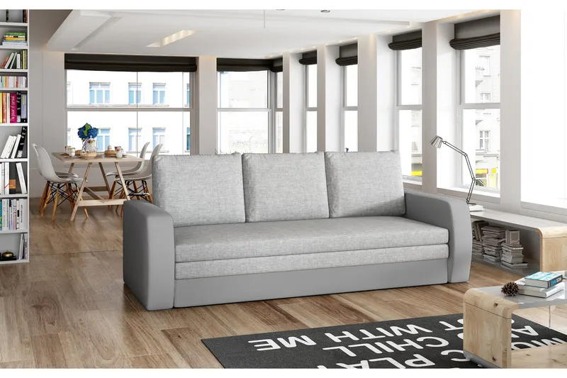 Lerma 3-seters Sovesofa 140x183 cm med Oppbevaring i Stoff, Grå