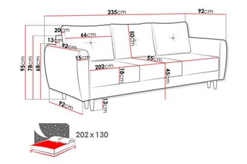 Manstad Sofa - Grå - Møbler - Sofaer - Sovesofaer - 3 seters sovesofa
