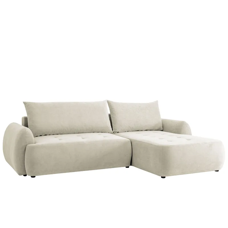 3-seters sovesofa med divan BUENO Cruz 09 Høyrevendt - Lys beige - Møbler - Sofaer - Sovesofaer - Langsgående sovesofa