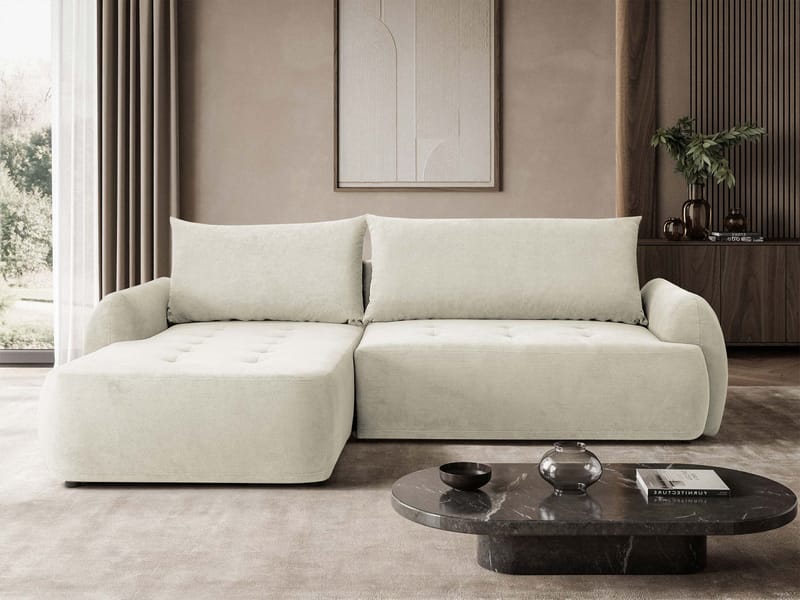 3-seters sovesofa med divan BUENO Cruz 09 Venstrevendt - Lys beige - Møbler - Sofaer - Sovesofaer - Langsgående sovesofa