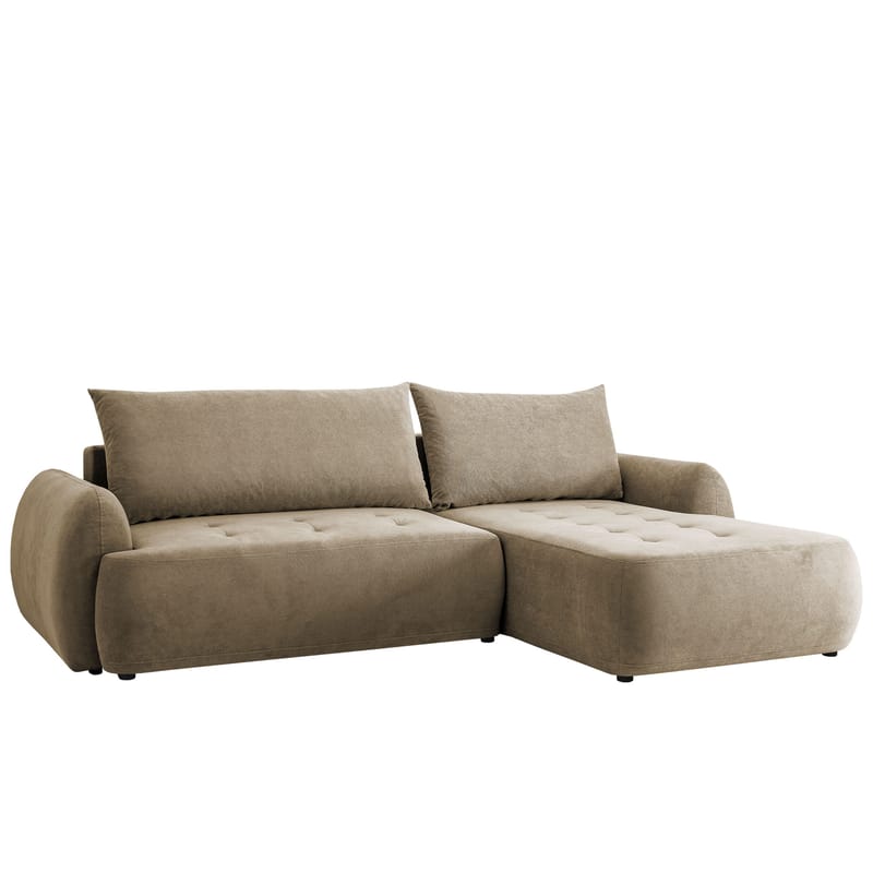 3-seters sovesofa med divan BUENO Cruz 15 Høyrevendt - Mørk beige - Møbler - Sofaer - Sovesofaer - Langsgående sovesofa