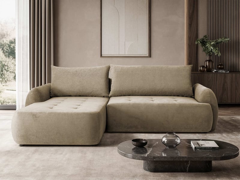 3-seters sovesofa med divan BUENO Cruz 15 Venstrevendt - Mørk beige - Møbler - Sofaer - Sovesofaer - Langsgående sovesofa
