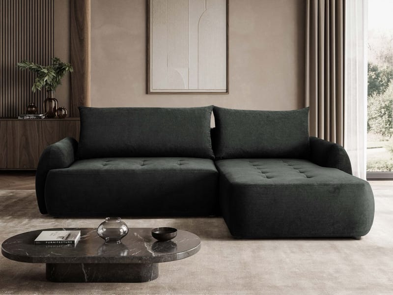 3-seters sovesofa med divan BUENO Cruz 97 Høyrevendt - Mørkegrå - Møbler - Sofaer - Sovesofaer - Langsgående sovesofa