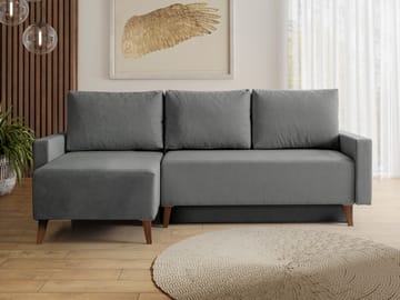 3-seters sovesofa med divan OVIEDO Verita 88 - Grå - Møbler - Sofaer - Sovesofaer - Hjørnesovesofa