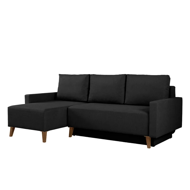 3-seters sovesofa med divan OVIEDO Verita 98 - Svart - Møbler - Sofaer - Sovesofaer - Hjørnesovesofa