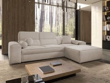 3-seters sovesofa med divan VITO Velo 623 Høyrevendt - Beige - Møbler - Sofaer - Sovesofaer - Forovervendt sovesofa