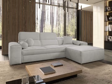 3-seters sovesofa med divan VITO Velo 633 Høyrevendt - Lysegrå - Møbler - Sofaer - Sovesofaer - Forovervendt sovesofa