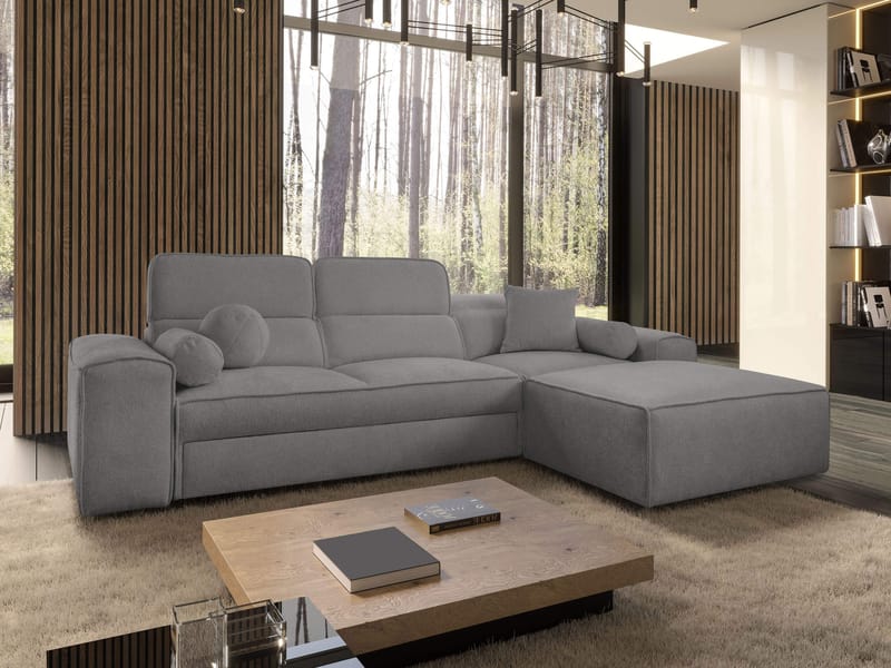 3-seters sovesofa med divan VITO Velo 635 Høyrevendt - Mørkegrå - Møbler - Sofaer - Sovesofaer - Forovervendt sovesofa