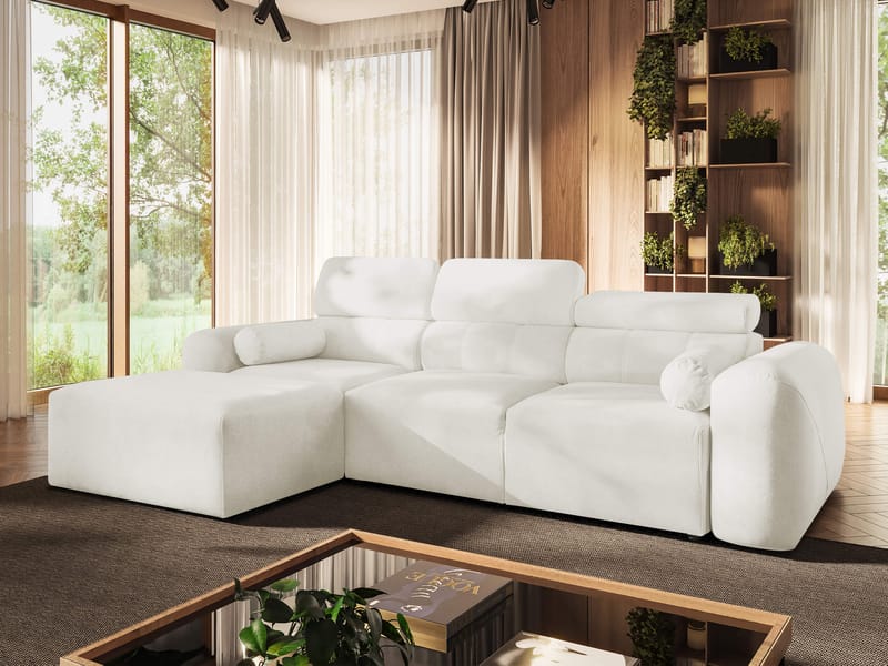 3-seters sovesofa med divan VOLARE Velo 621 Venstrevendt - Hvit - Møbler - Sofaer - Sovesofaer - Hjørnesovesofa