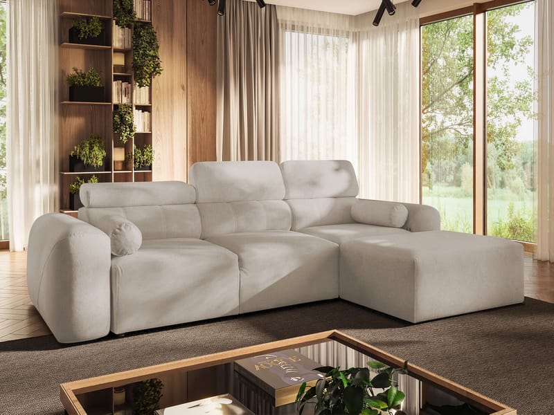 3-seters sovesofa med divan VOLARE Velo 623 Høyrevendt - Beige - Møbler - Sofaer - Sovesofaer - Hjørnesovesofa