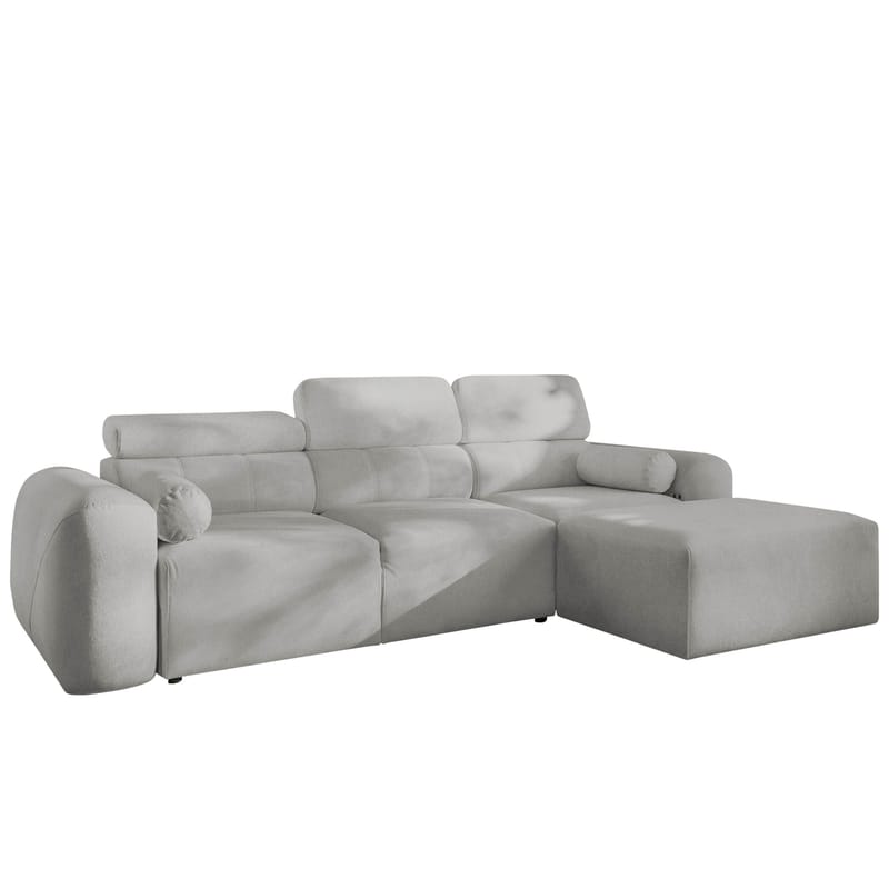 3-seters sovesofa med divan VOLARE Velo 633 Høyrevendt - Lysegrå - Møbler - Sofaer - Sovesofaer - Hjørnesovesofa