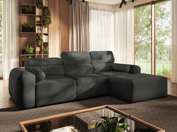 3-seters sovesofa med divan VOLARE Velo 636 Høyrevendt - Mørkegrå - Møbler - Sofaer - Sovesofaer - Hjørnesovesofa