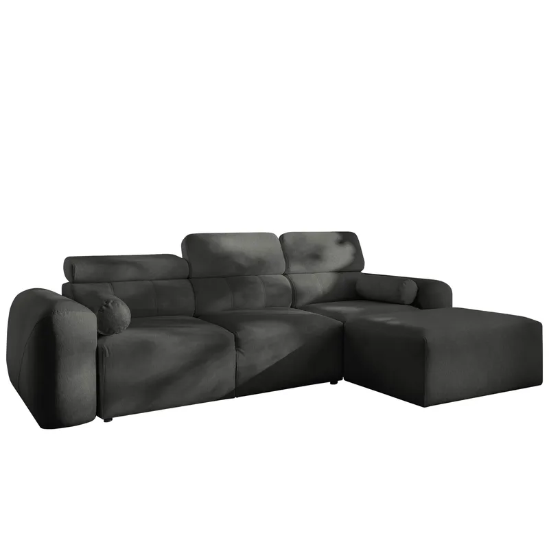3-seters sovesofa med divan VOLARE Velo 636 Høyrevendt - Mørkegrå - Møbler - Sofaer - Sovesofaer - Hjørnesovesofa