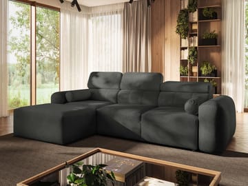 3-seters sovesofa med divan VOLARE Velo 636 Venstrevendt - Mørkegrå - Møbler - Sofaer - Sovesofaer - Hjørnesovesofa