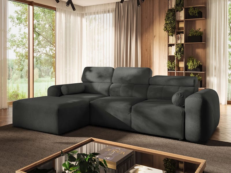 3-seters sovesofa med divan VOLARE Velo 636 Venstrevendt - Mørkegrå - Møbler - Sofaer - Sovesofaer - Hjørnesovesofa