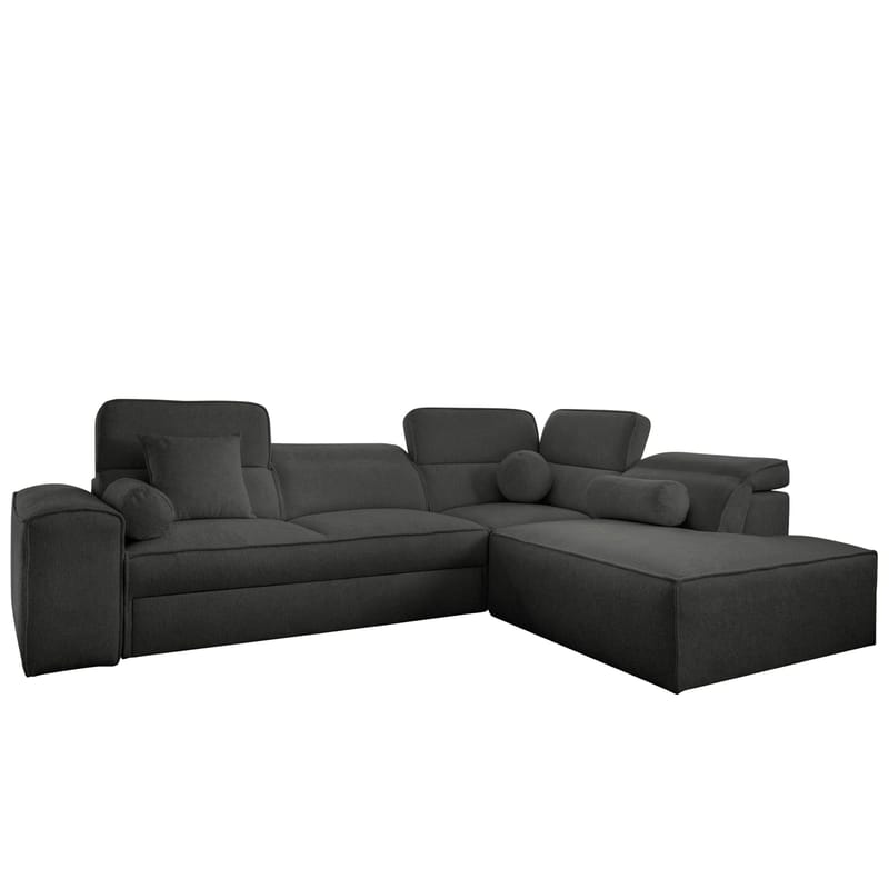 3-seters sovesofa med sjeselong VITO Velo 636 Høyrevendt - svart - Møbler - Sofaer - Sovesofaer - Hjørnesovesofa