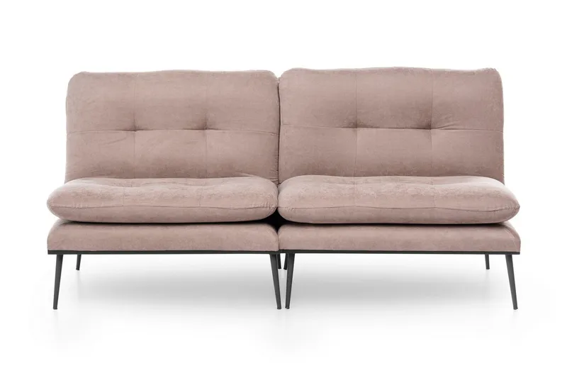 Mezonzo 3-seter Rektangulær Knappet Sovesofa i Fløyel med Metallben, Brun