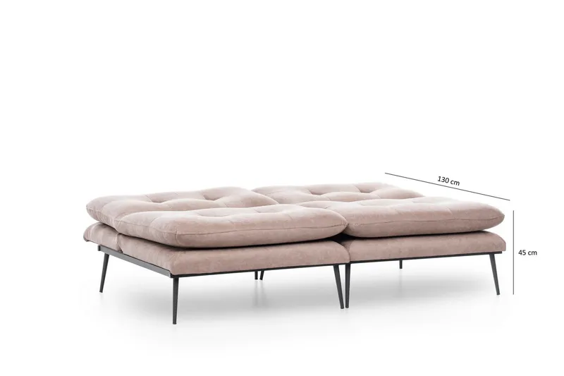 Mezonzo 3-seter Rektangulær Knappet Sovesofa i Fløyel med Metallben - Brun - Møbler - Sofaer - Sovesofaer - 3 seters sovesofa