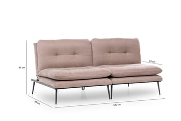 Mezonzo 3-seter Rektangulær Knappet Sovesofa i Fløyel med Metallben - Brun - Møbler - Sofaer - Sovesofaer - 3 seters sovesofa