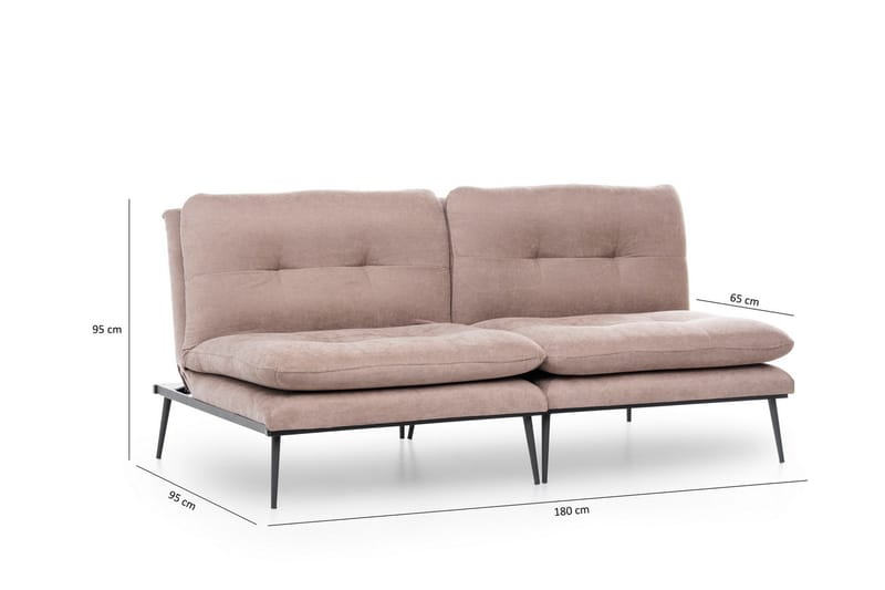 Mezonzo 3-seter Rektangulær Knappet Sovesofa i Fløyel med Metallben - Brun - Møbler - Sofaer - Sovesofaer - 3 seters sovesofa