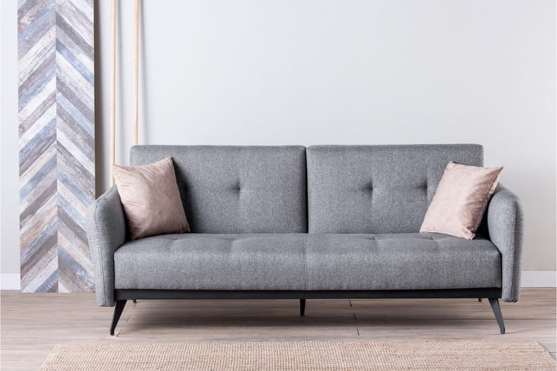 Mezonzo 3-seter Rektangulær Sovesofa 125x190 cm i Stoff - Grå - Møbler - Sofaer - Sovesofaer - 3 seters sovesofa