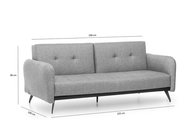 Mezonzo 3-seter Rektangulær Sovesofa 125x190 cm i Stoff - Grå - Møbler - Sofaer - Sovesofaer - 3 seters sovesofa