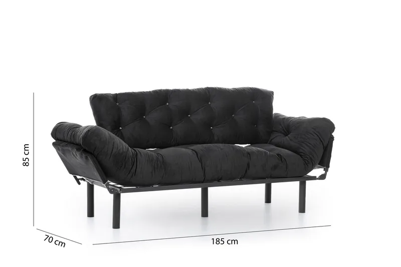 Mezonzo 3-seter Sovesofa - Svart - Møbler - Sofaer - Sovesofaer - 3 seters sovesofa