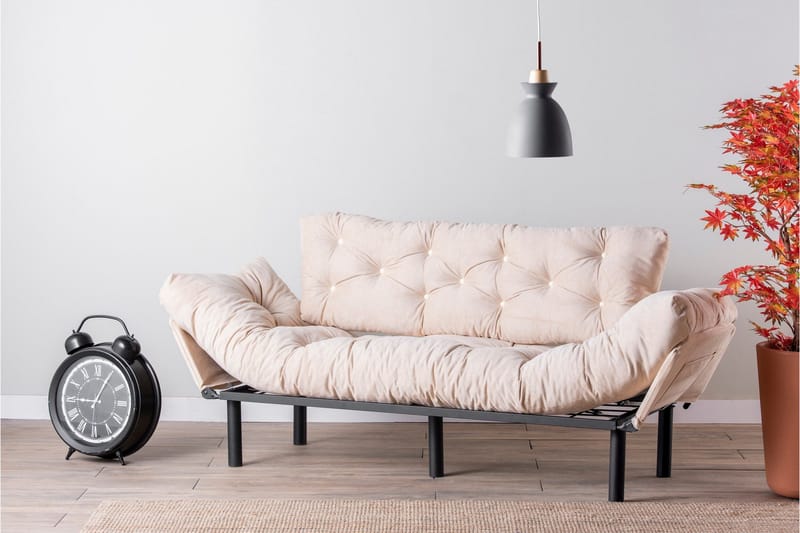 Mezonzo 3-seter Sovesofa Utfellbar 70x225 cm i Stoff - Beige - Møbler - Sofaer - Sovesofaer - 3 seters sovesofa