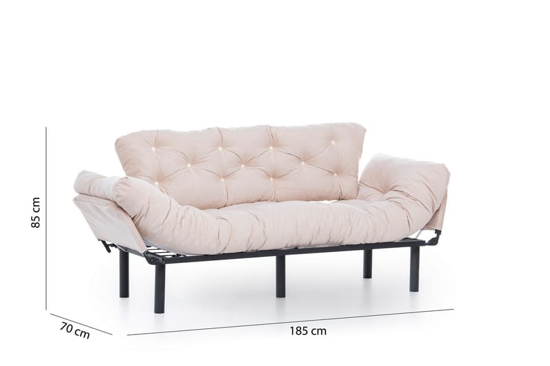 Mezonzo 3-seter Sovesofa Utfellbar 70x225 cm i Stoff - Beige - Møbler - Sofaer - Sovesofaer - 3 seters sovesofa