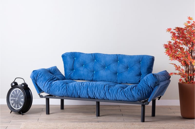 Mezonzo 3-seter Sovesofa Utfellbar 70x225 cm i Stoff - Blå - Møbler - Sofaer - Sovesofaer - 3 seters sovesofa